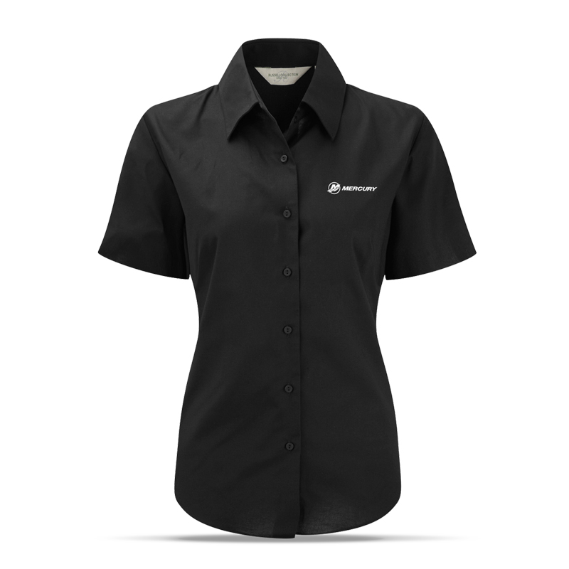 Women´s business blouse in black, short sleeves