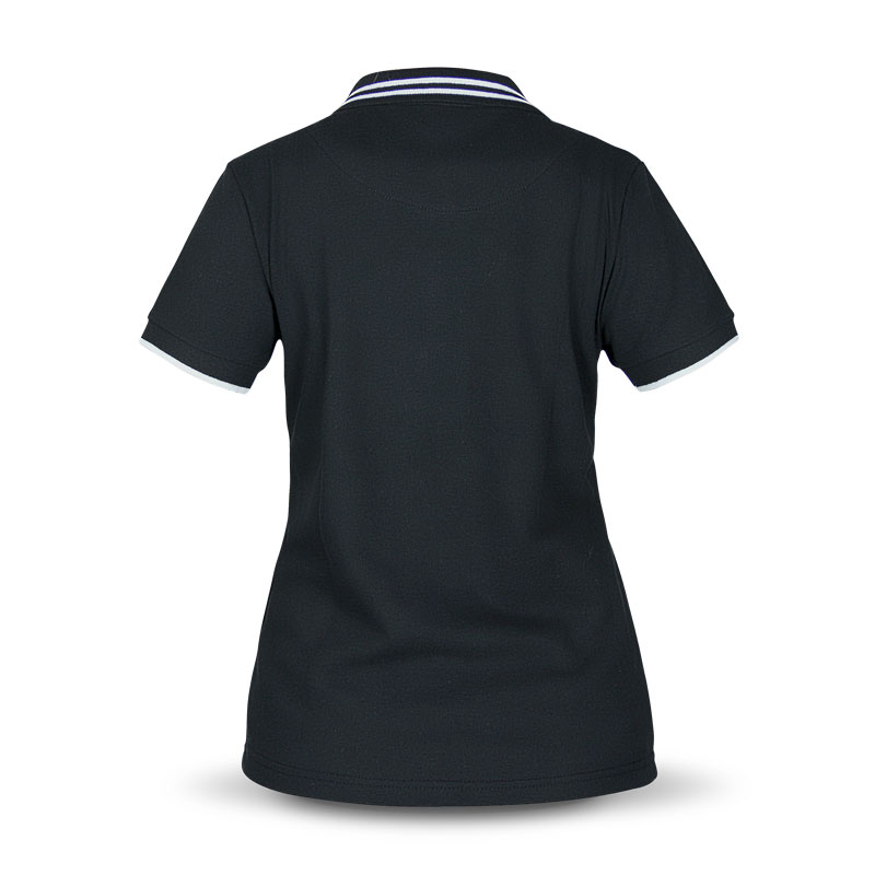 black and white women's polo shirt